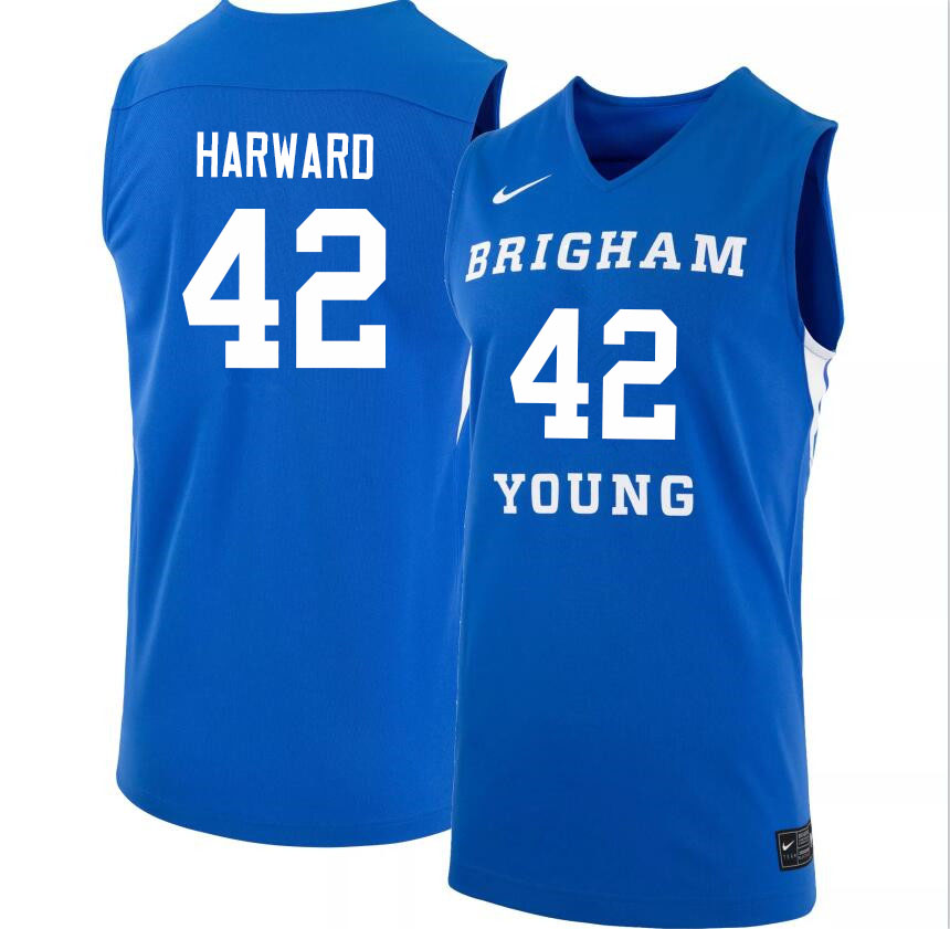 Men #42 Richard Harward BYU Cougars College Basketball Jerseys Sale-Light Blue - Click Image to Close